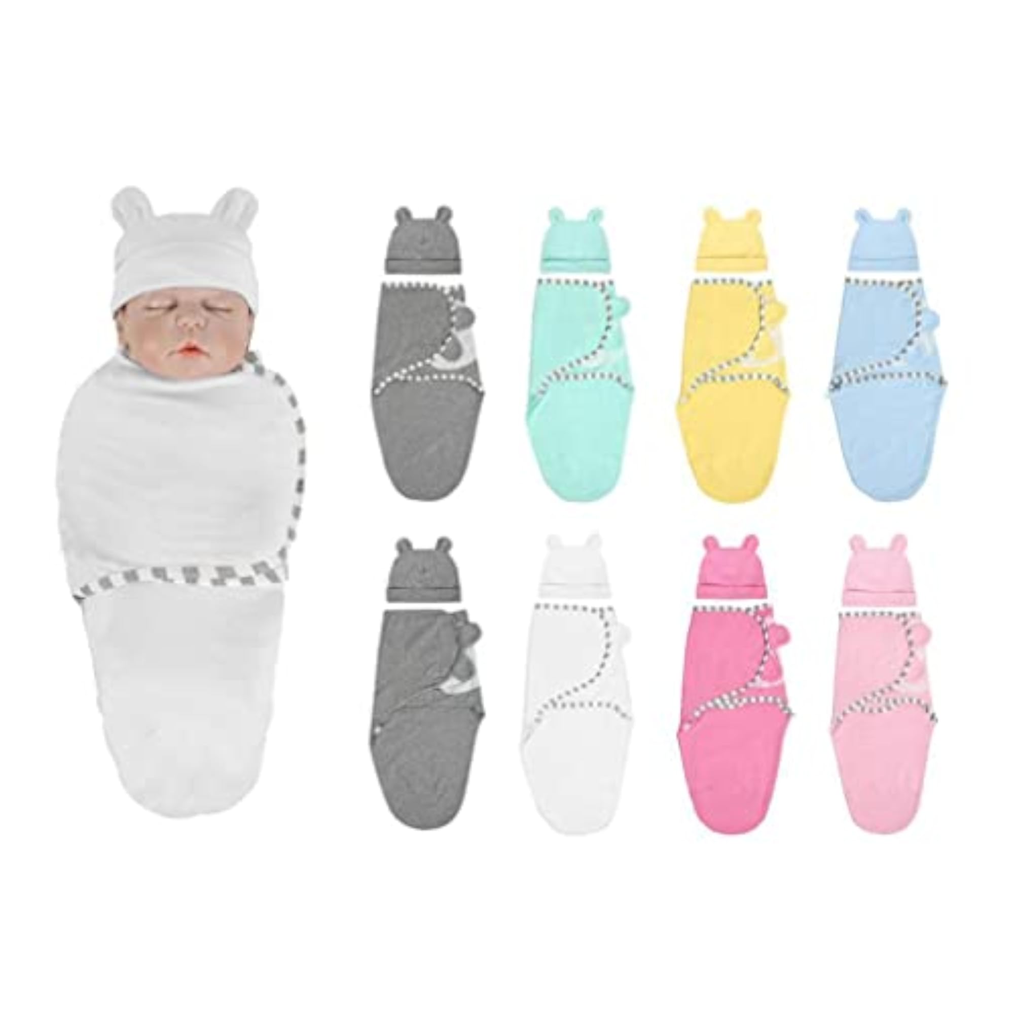 Newborn Infant Baby Swaddle Wrap Blanket Sleeping Bag with Hat
